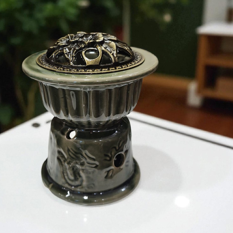 Hornito con Dragon Verde 13cm