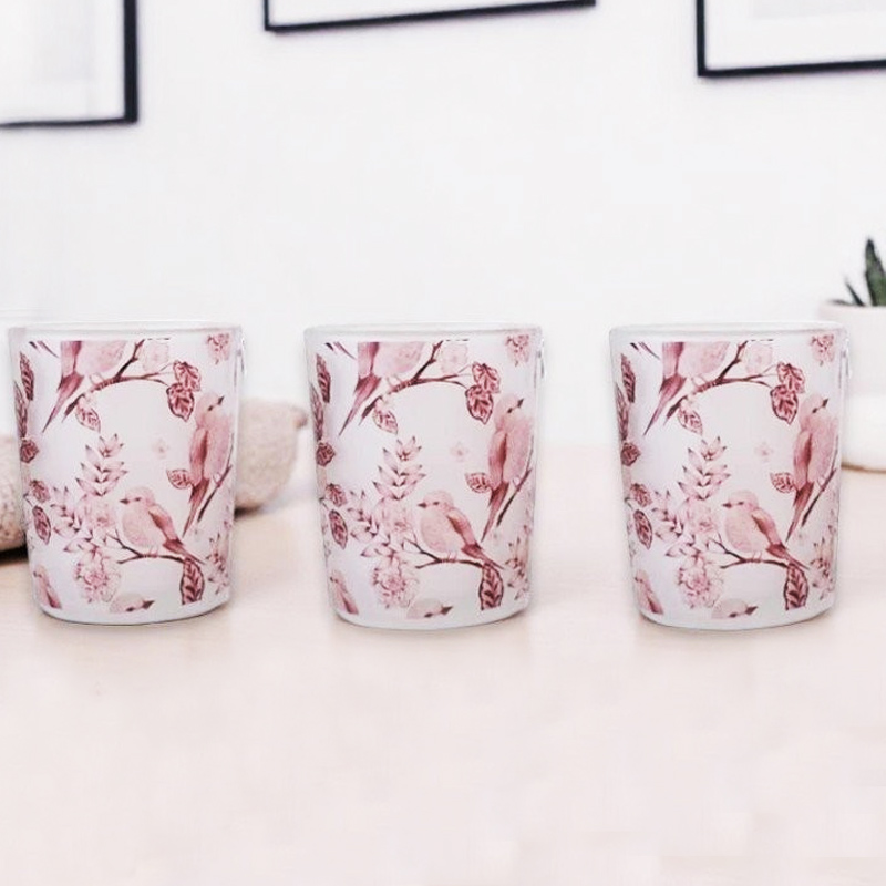 Porta Vela Vidrio Pájaros y Ramas 7 cm