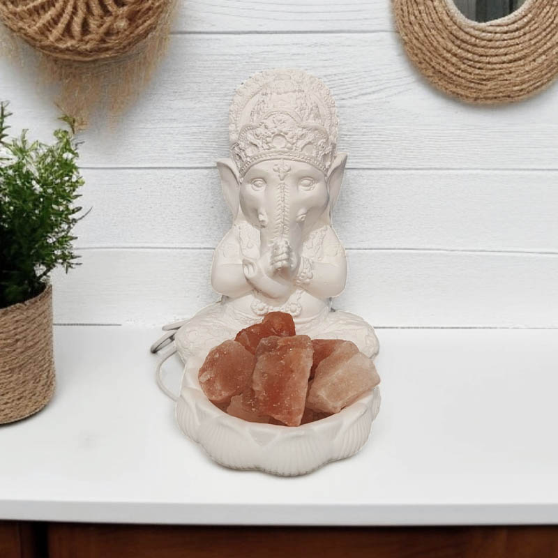 Lampara de Sal con Ganesha de Yeso Chico 22cm