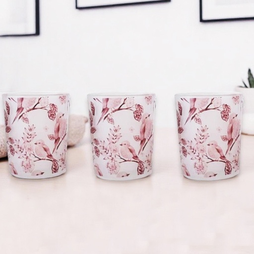 Porta Vela Vidrio Pájaros y Ramas 7 cm