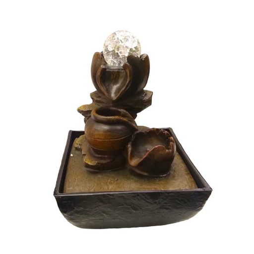 Fuente de Agua Chica Tres Pisos con Esfera de Vidrio con Luz Led