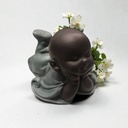 Buda Bebe Negro Acostado Manto Verde 9cm