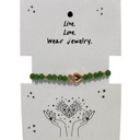 Pulsera Elastica Verde con Corazon Dorado