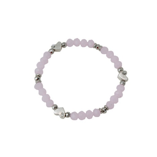 Pulsera Elastica Rosa con Corazones con Strass