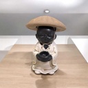 Bebe Buda Negro Sombrero Tunica Blanca 11cm