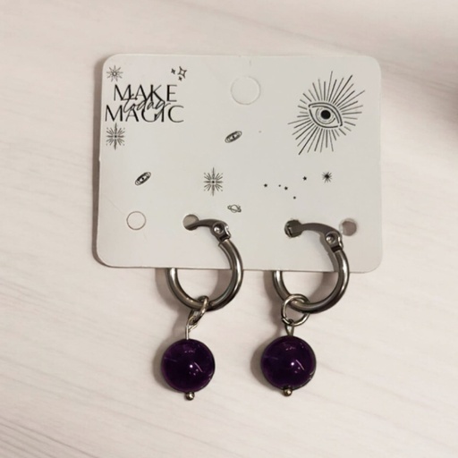 Aros Gema Amatista Esfera 10mm