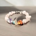 Pulsera Gema Cuarzo Rosa con 7 Chakras