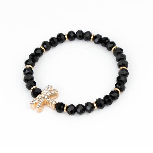 [88069] Pulsera Elastica Negra Libelula con Strass