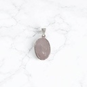 Dije Gema Cuarzo Rosa Medallon Chico con Virola