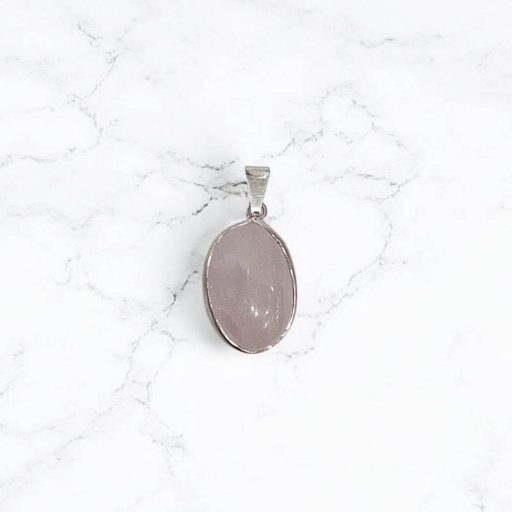 Dije Gema Cuarzo Rosa Medallon Chico con Virola