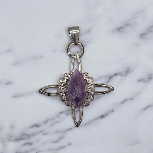 Dije Nudo de Brujas Mediano con Amatista en Bruto