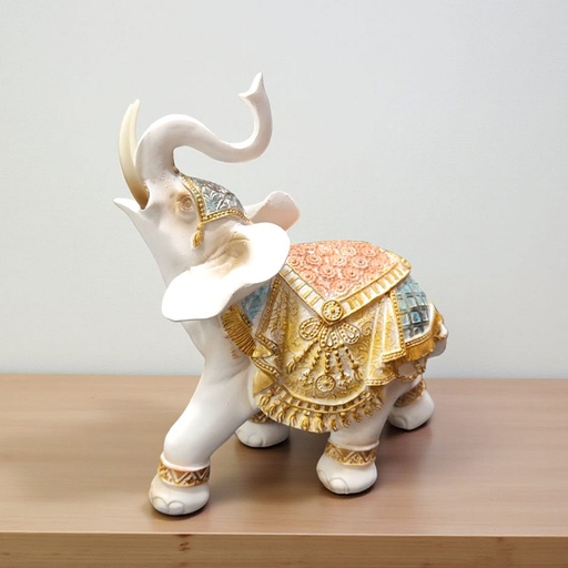 Elefante Blanco Con Manto Colores 15cm